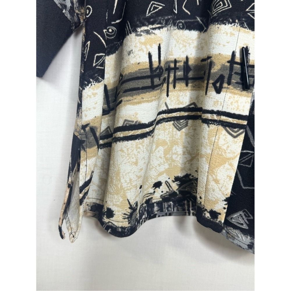 Ali Miles Womens Abstract Artsy Front Button Tunic Top‎ Sz L 3/4 Sleeve - Picture 4 of 12